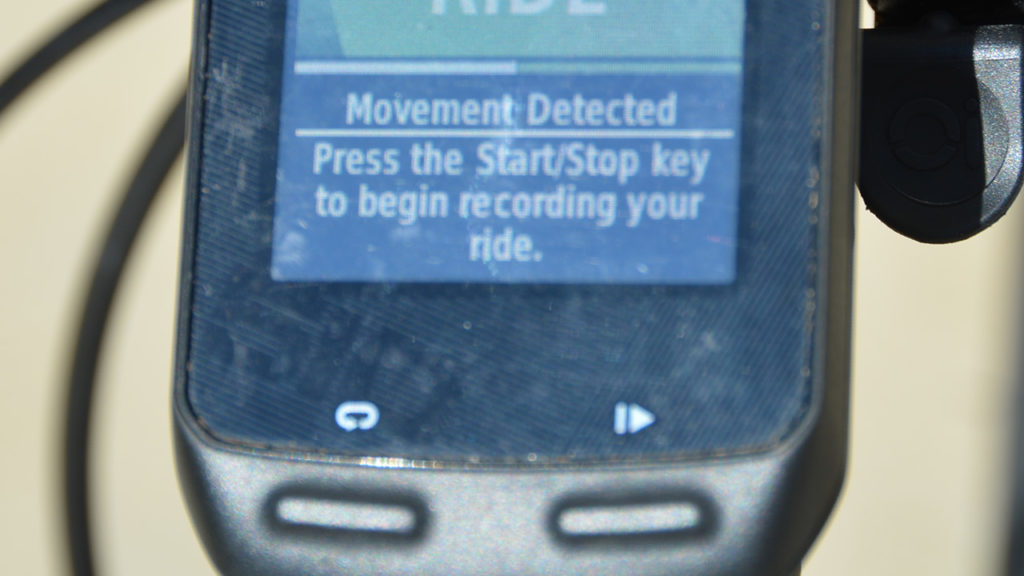 Garmin Edge movement detected alert