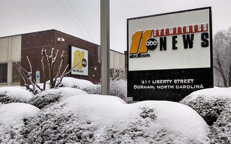 WTVD Durham Studio in the snow