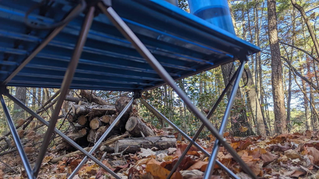 TREKOLOGY folding camping table from the underside
